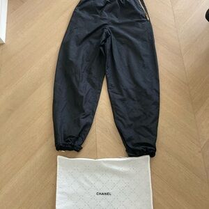 CHANEL Black and White Striped Pants